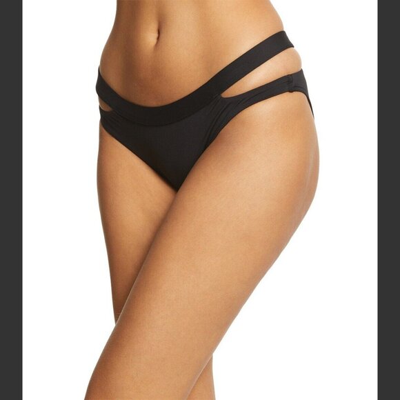 NWT SEAFOLLY COLLECTIVE SPLIT BAND 2 PIECE BLACK SURFER GLAM BIKINI SIZE 8 - Picture 11 of 14